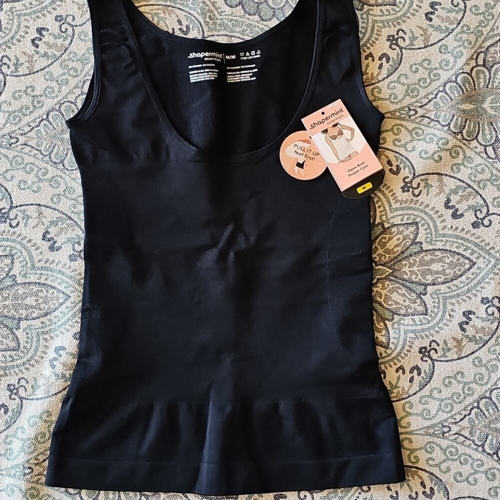 Shapermint Essentials Shapewear Tank Open Bust Shaper Cami Medium NWT Black